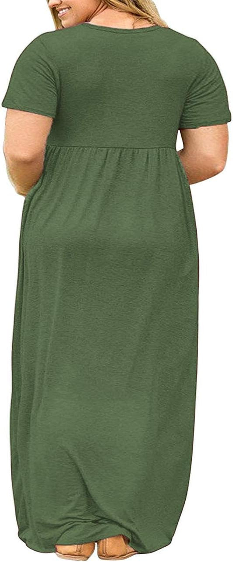 Women’S plus Size Maxi Dresses for Curvy Women Summer Casual Short Sleeve Long Dress with Pockets